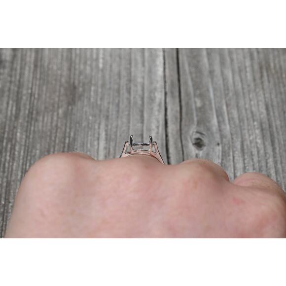 8x10mm, oval 1pcs ring setting three stone ring band without stone blank ring - Picture 6 of 6